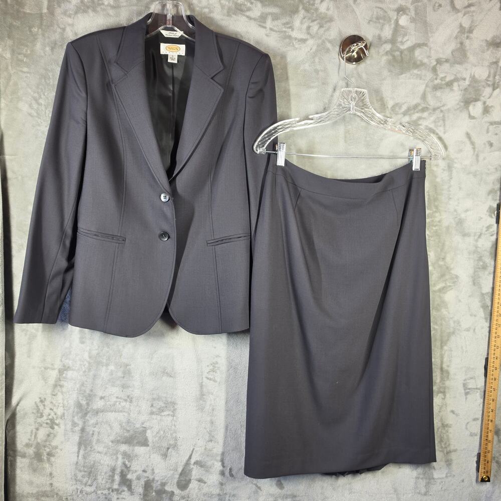 Vintage Talbots Petites Gray Blazer 6 Skirt 10 Suit Italian Fabric